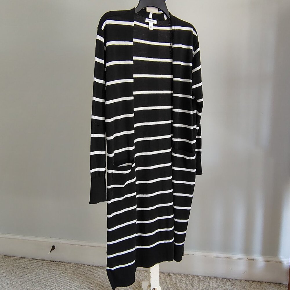 Women's Nine West open front cardigan Black/White Stripes Size: M
